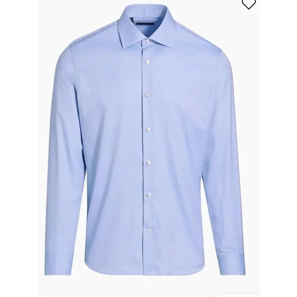 Saks Fifth Avenue Light Blue Spread Collar Dress Shirt w/French Cuffs